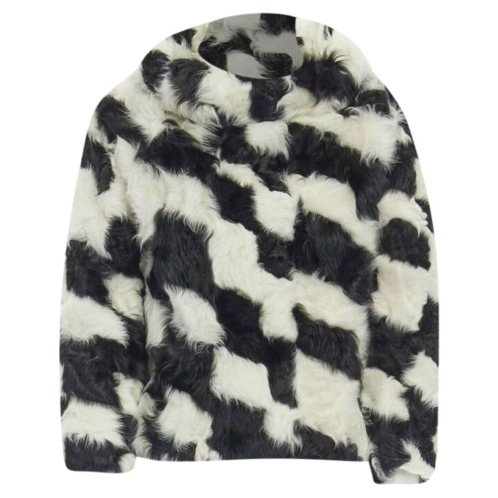 Dries Van Noten goat fur high neck boxy sweater top